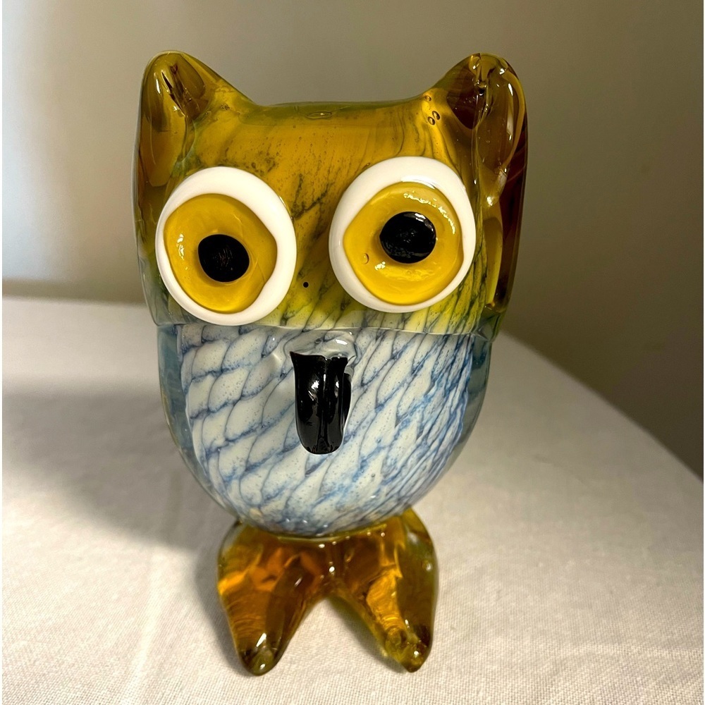 YELLOW AND BLUE OWL PAPER WEIGHT​​​